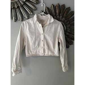 Madewell‎ Cropped Denim Jacket Cream Button Front Minimalist Womens S